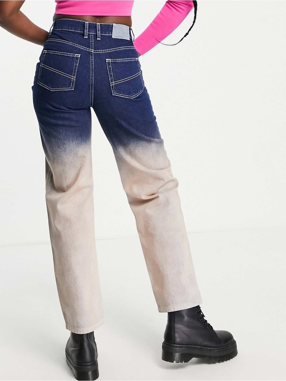 COLLUSION x014 90s baggy dip dye jeans in blue and beige